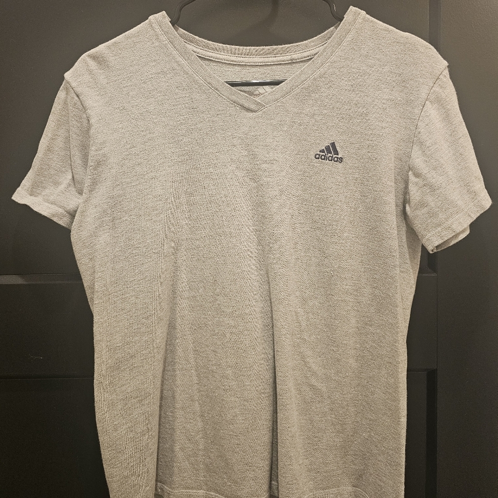 Adidas Womens Gray V-Neck Tee
